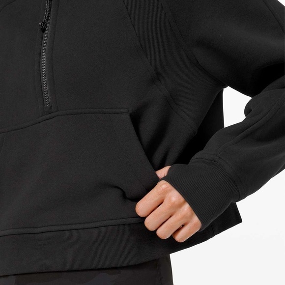 Lululemon Scuba Oversized Half-Zip Hoodie Black Cotton Fleece Sz M/L - Picture 13 of 15